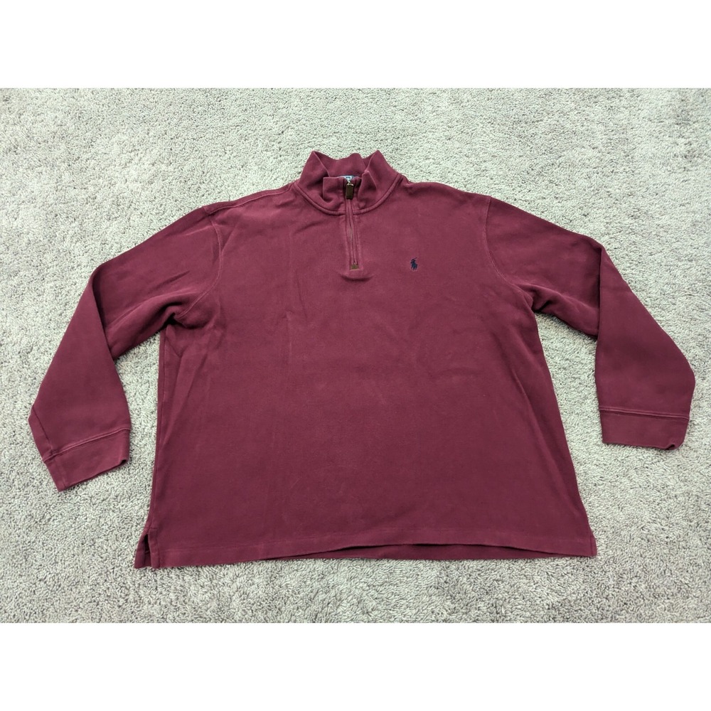 Polo by Ralph Lauren Pullover Mens XXL Red Sweater 1/4 Zip